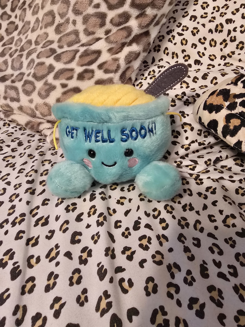 Plush 'Get Well Soon'- Blue and Yellow